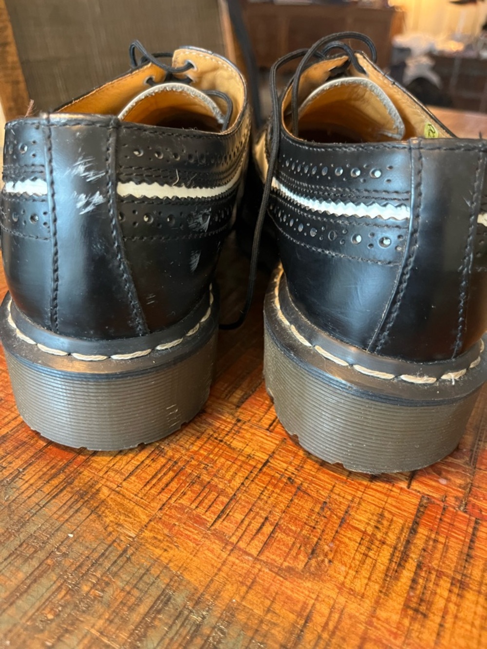 Dr. Martens Black and White Two-Tone Wingtip Oxfords - Picture 3 of 6